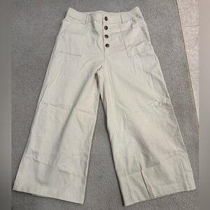 Wide-Legged Pants with Button Accent
